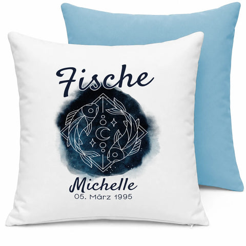 Sternzeichen Fische – mit Name & Datum personalisiert – Kissen