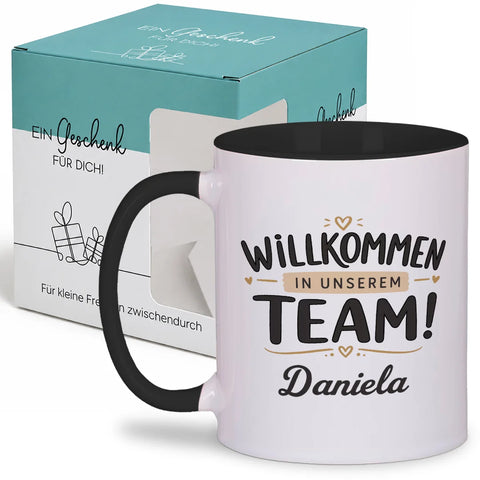 Willkommen in unserem Team – personalisierte Tasse