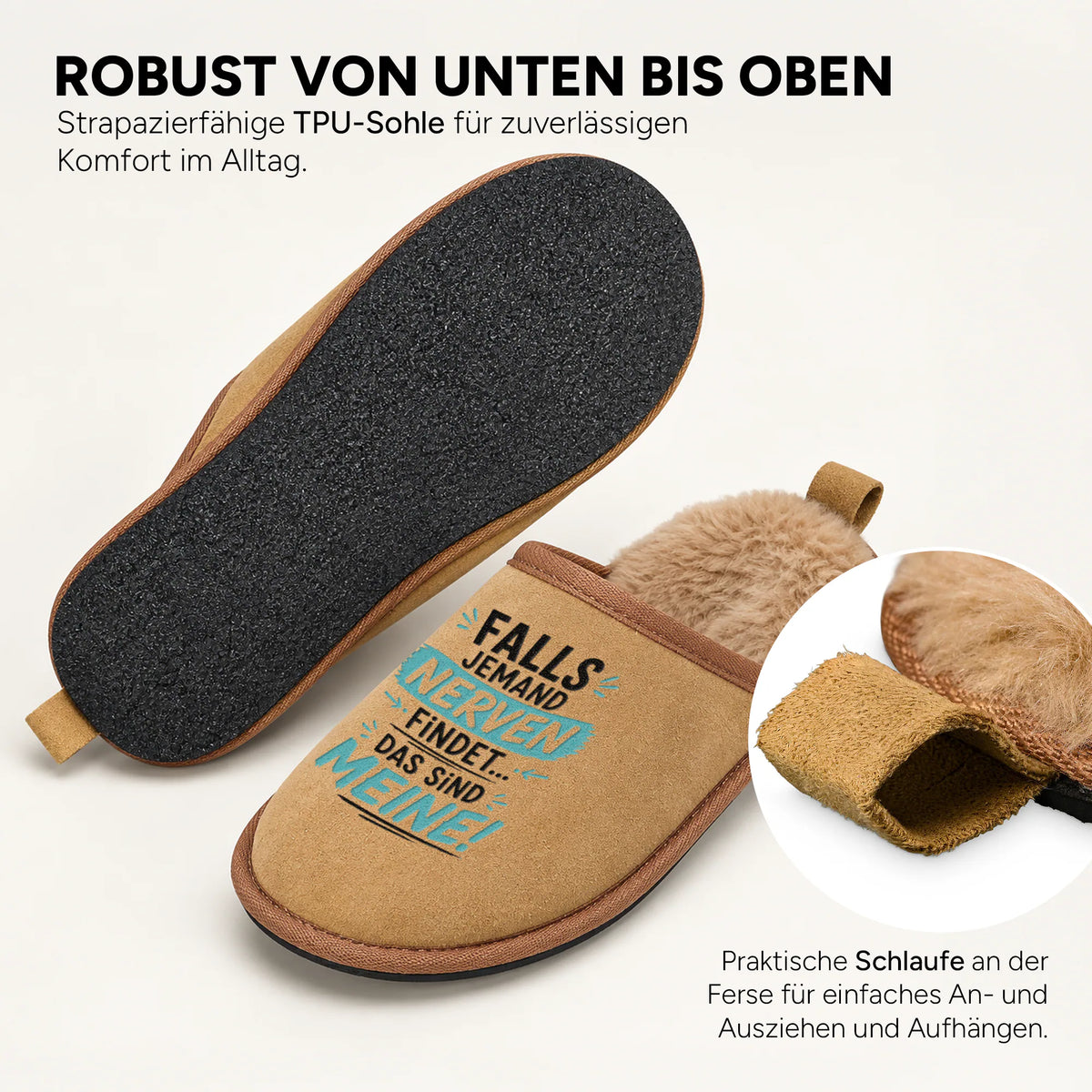Innen flauschig, außen in Veloursleder-Optik