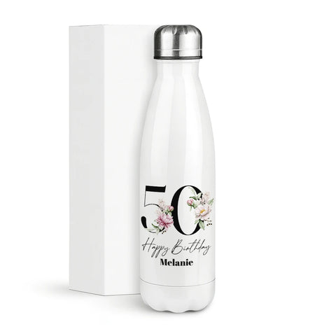 50 Happy Birthday Name Personalisiert – Thermosflasche 500 ml