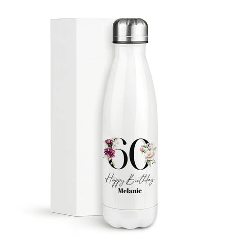 60 Happy Birthday Name Personalisiert – Thermosflasche 500 ml