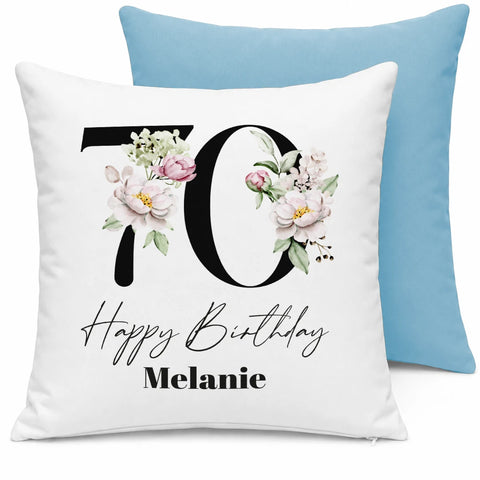 70 Happy Birthday – mit Name personalisiert – Kissen