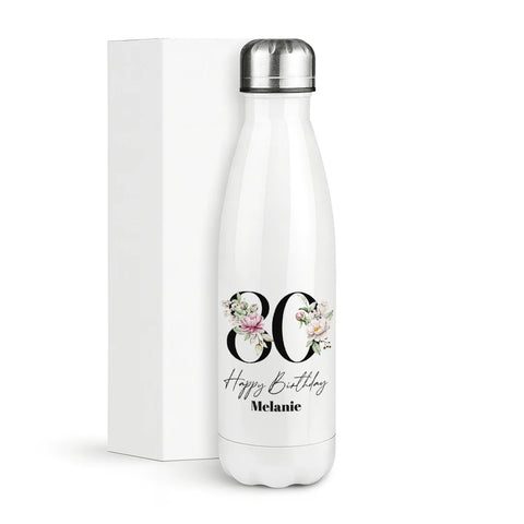 80 Happy Birthday Name Personalisiert – Thermosflasche 500 ml