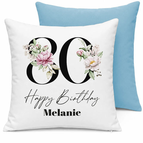 80 Happy Birthday – mit Name personalisiert – Kissen