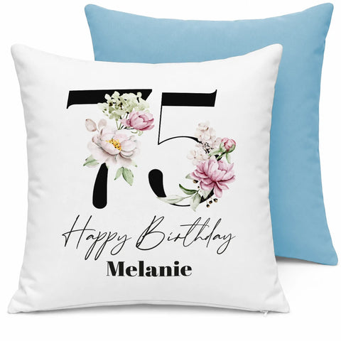 75 Happy Birthday – mit Name personalisiert – Kissen