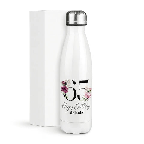 65 Happy Birthday Name Personalisiert – Thermosflasche 500 ml