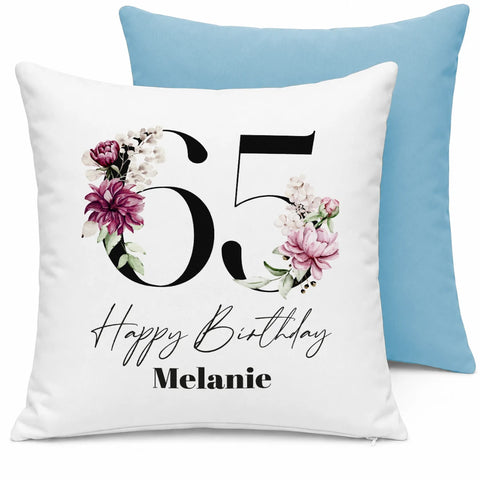 65 Happy Birthday – mit Name personalisiert – Kissen