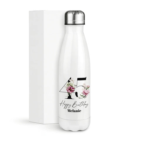 45 Happy Birthday Name Personalisiert – Thermosflasche 500 ml