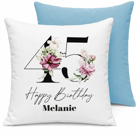 45 Happy Birthday – mit Name personalisiert – Kissen