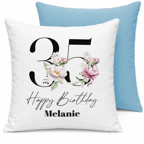 35 Happy Birthday – mit Name personalisiert – Kissen