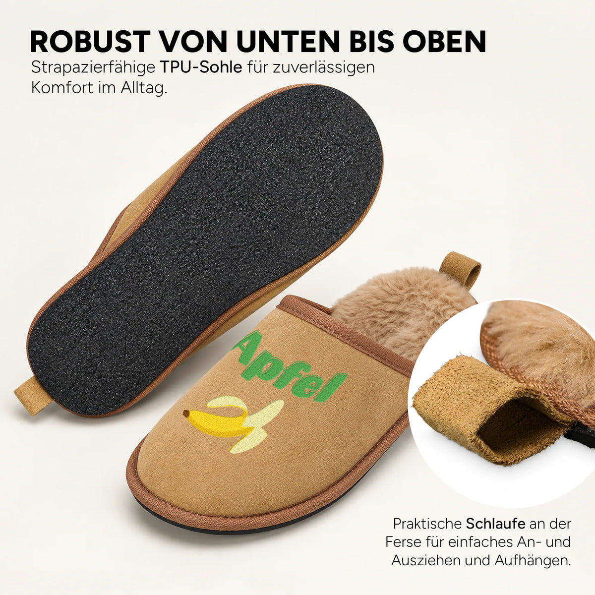 Innen flauschig, außen in Veloursleder-Optik