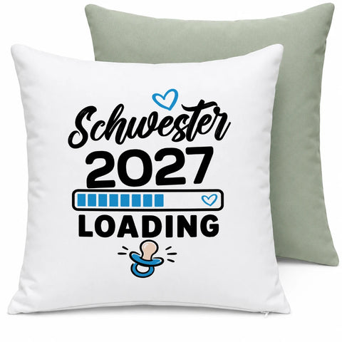 Schwester loading – Motivfarbe Blau – Kissen