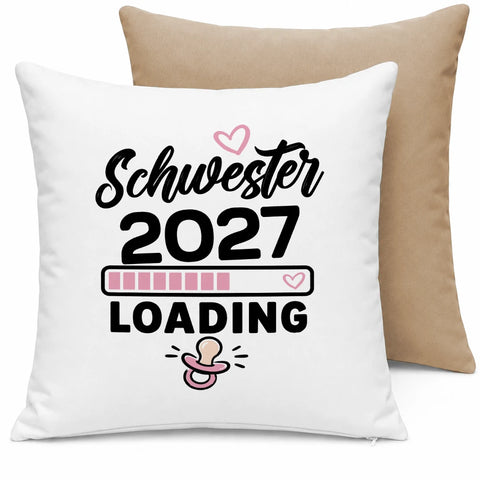 Schwester loading – Motivfarbe Rosa – Kissen