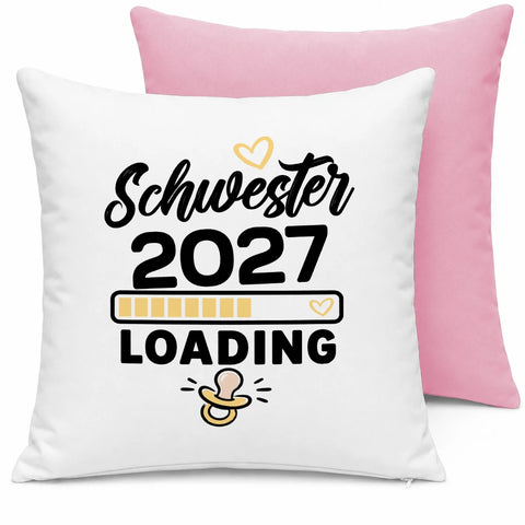 Schwester loading – Motivfarbe Gelb – Kissen