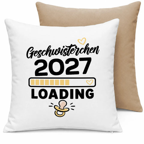 Geschwisterchen loading – Motivfarbe Gelb – Kissen