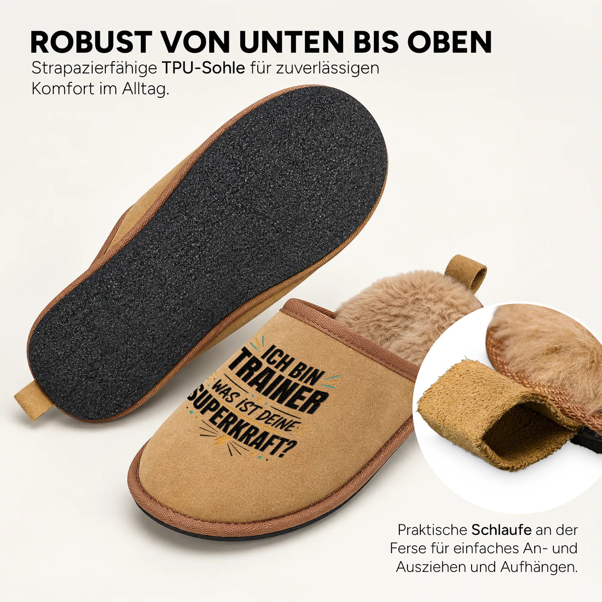 Innen flauschig, außen in Veloursleder-Optik