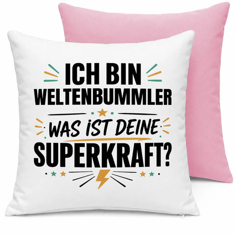Ich bin Weltenbummler was ist deine Superkraft – Kissen