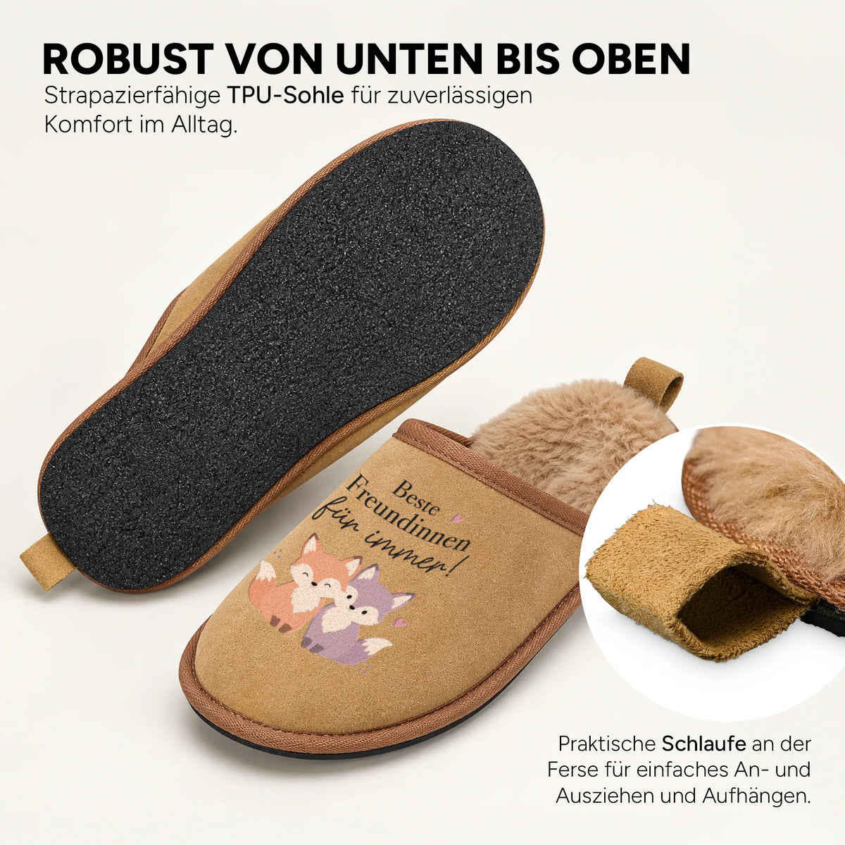 Innen flauschig, außen in Veloursleder-Optik