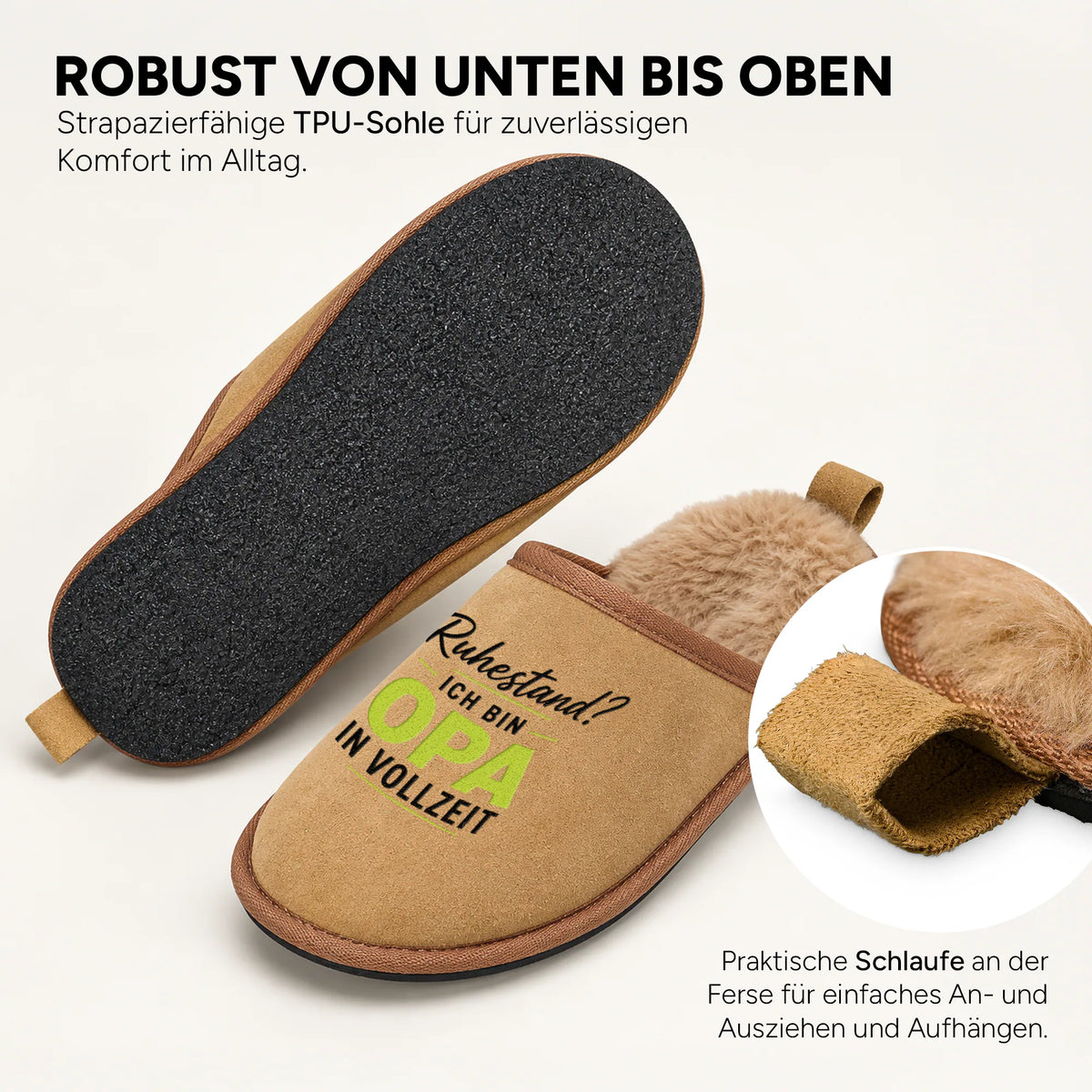 Innen flauschig, außen in Veloursleder-Optik