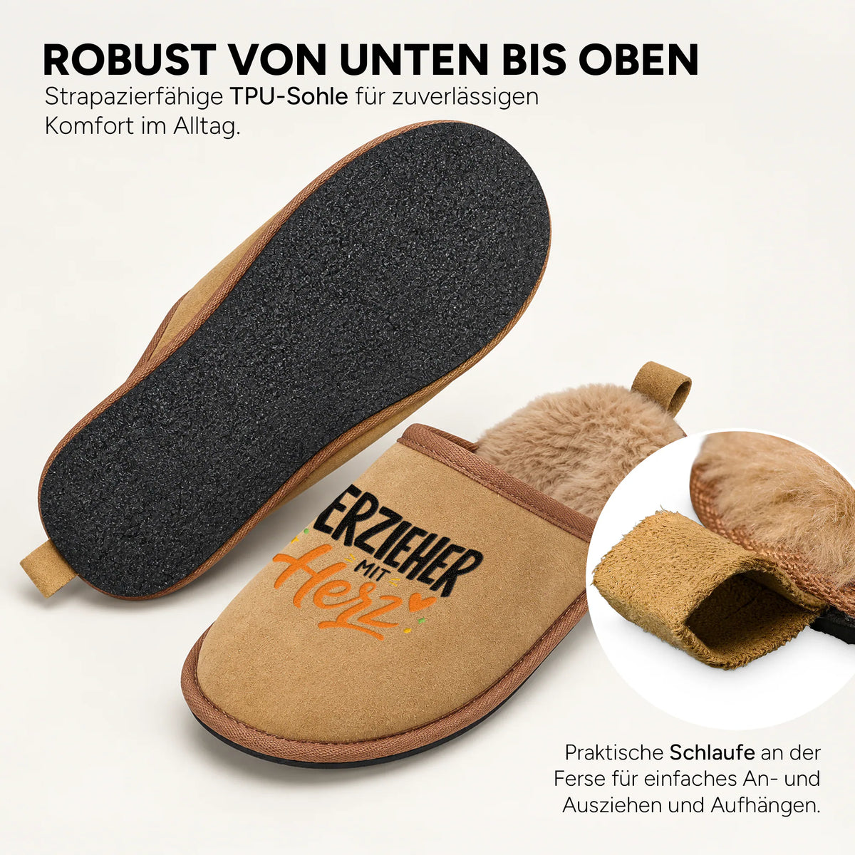 Innen flauschig, außen in Veloursleder-Optik