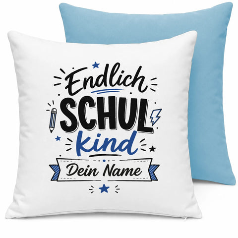 Endlich Schulkind für Jungen – personalisiert – Kissen