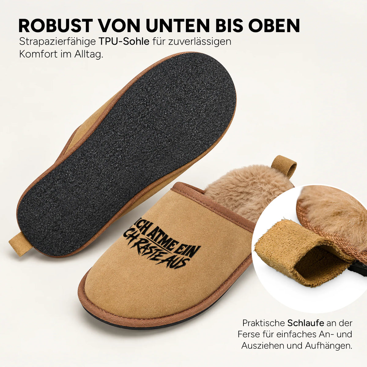 Innen flauschig, außen in Veloursleder-Optik