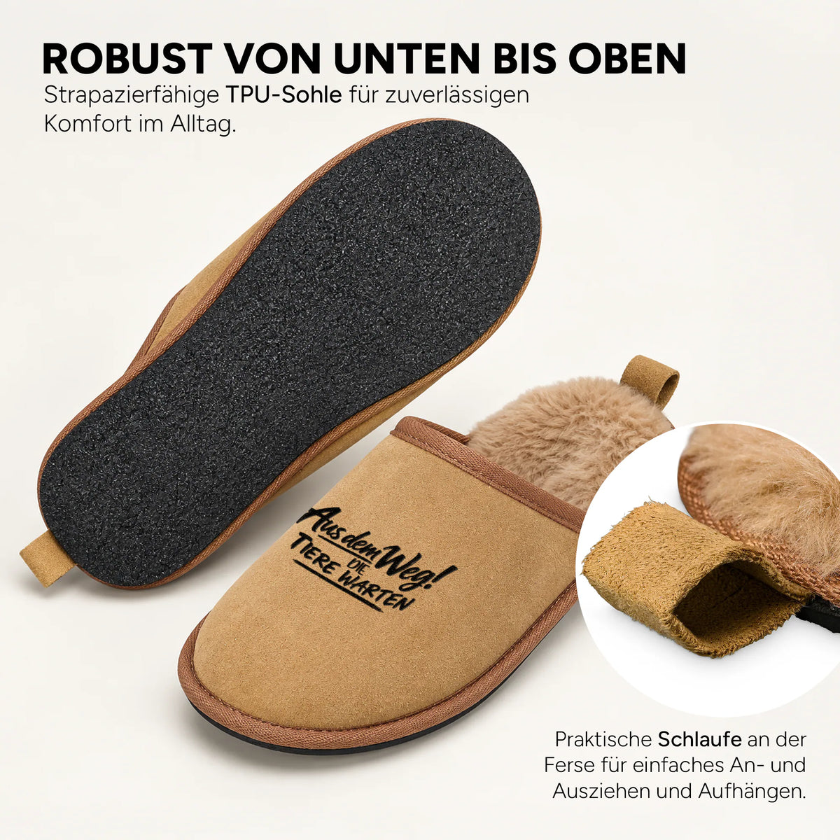 Innen flauschig, außen in Veloursleder-Optik