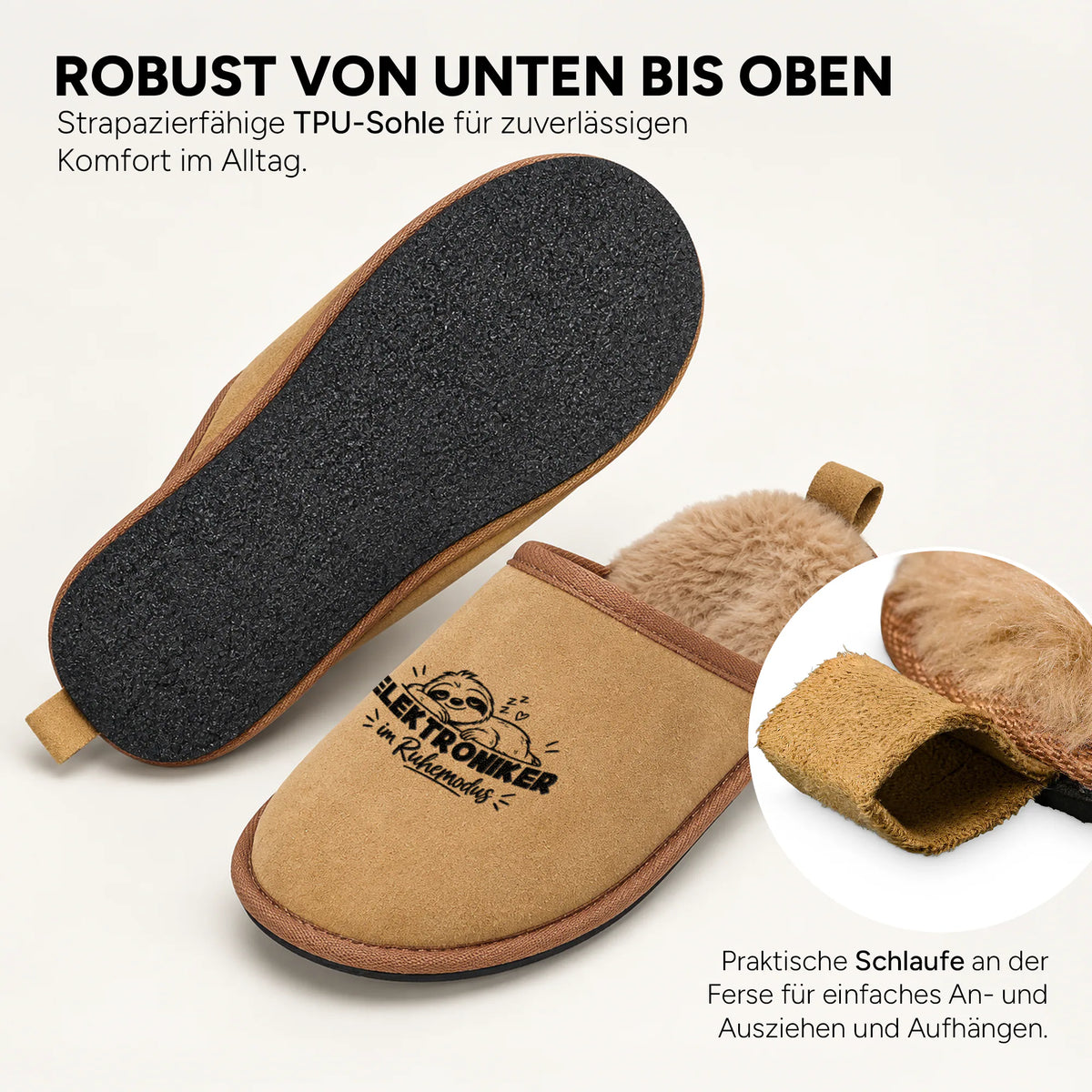 Innen flauschig, außen in Veloursleder-Optik