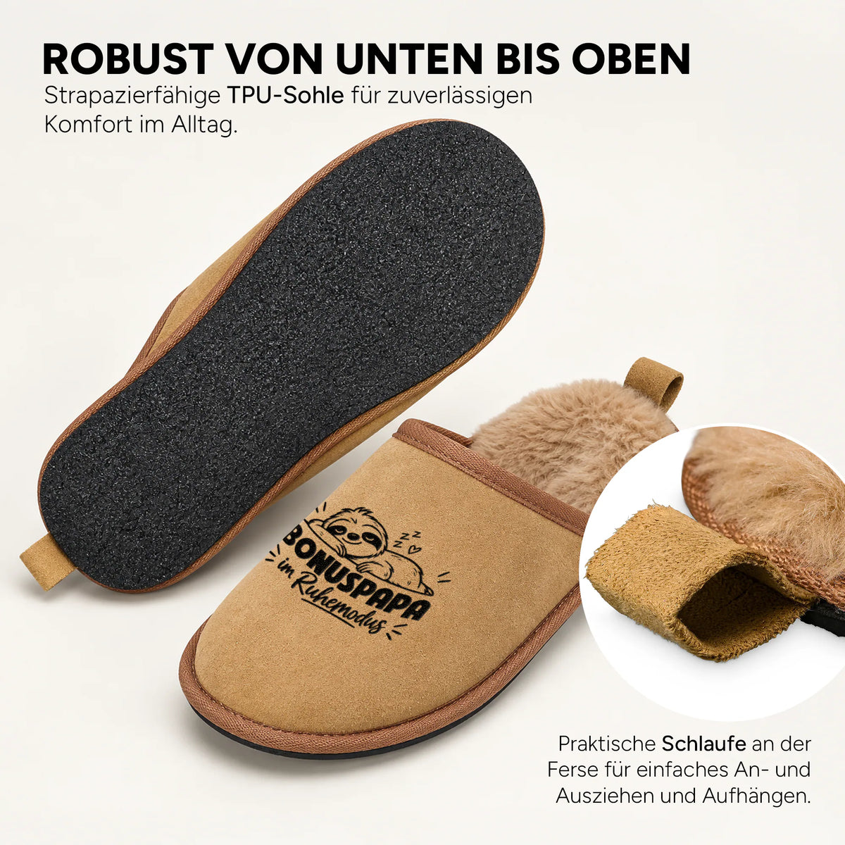 Innen flauschig, außen in Veloursleder-Optik