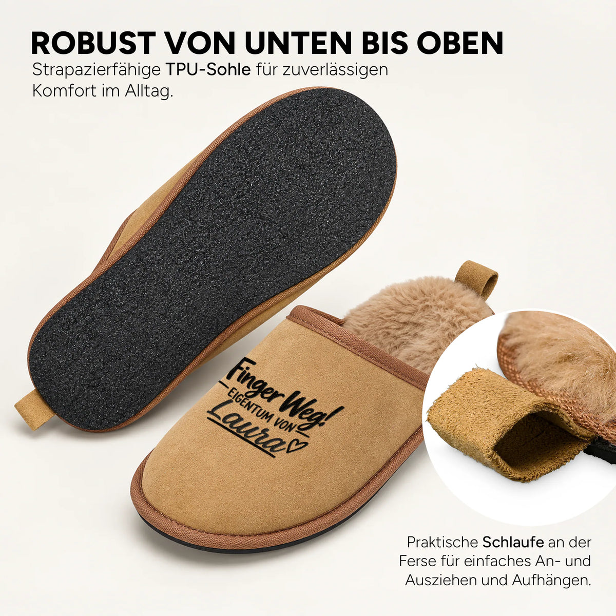 Innen flauschig, außen in Veloursleder-Optik