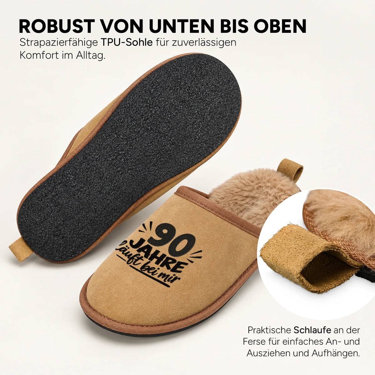 Innen flauschig, außen in Veloursleder-Optik