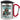 Anti-Stress Tasse für den Kundenservice – Karabinerbecher 330 ml – Silber/Rot – Mit Deckel – Ansicht 1 #farbe_silber-rot