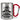 40 Jahre im Dienst – Jubiläum – Karabinerbecher 330 ml – Silber/Rot – Ohne Deckel – Ansicht 1 #farbe_silber-rot