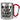 Eat sleep game repeat – Karabinerbecher 330 ml – Silber/Rot – Ohne Deckel – Ansicht 1 #farbe_silber-rot